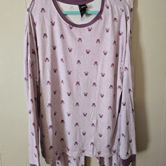 Disney Pajama Set Women's X Large 2-Piece Minnie Mouse Cozy Purple Soft Lounge - Picture 2 of 4